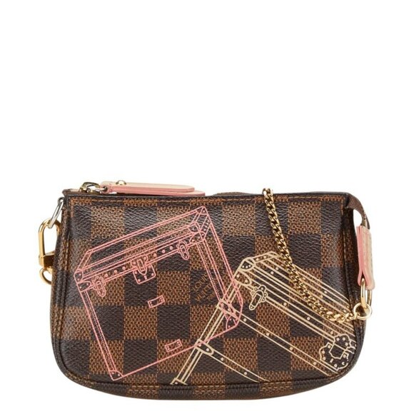 LOUIS VUITTON Brown Damier Leather Pouch - Picture 1 of 14